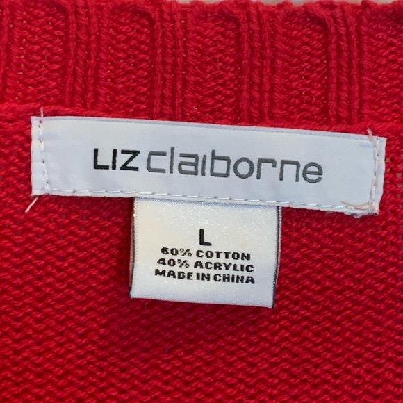 New Liz Claiborne Red Long Sleeve Sweater - Picture 5 of 6